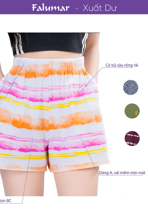 Quần đùi nữ dáng A vài cotton BC